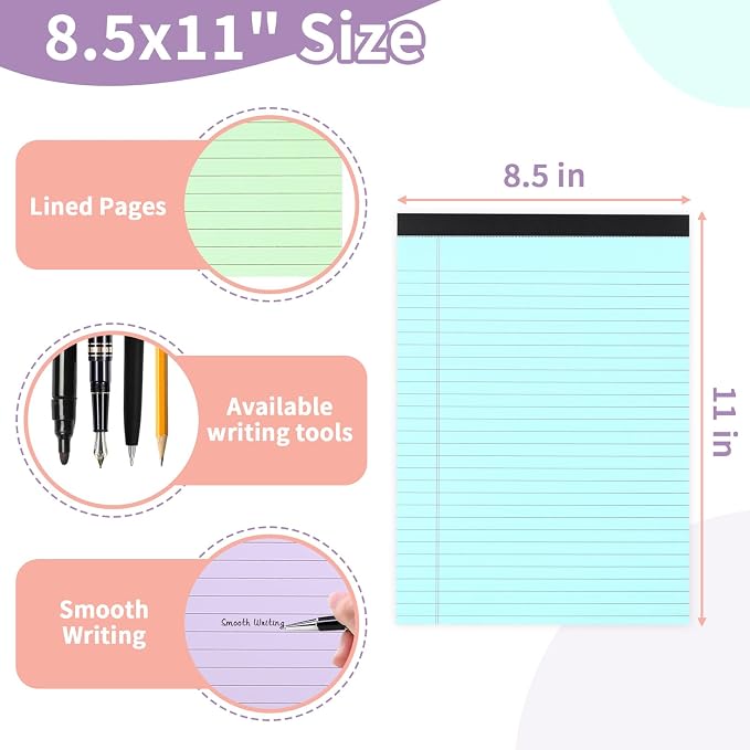 Colored Legal Pads, 3 Pack Writing Pads 8.5 x 11 inch, Micro Perforated - Image 3