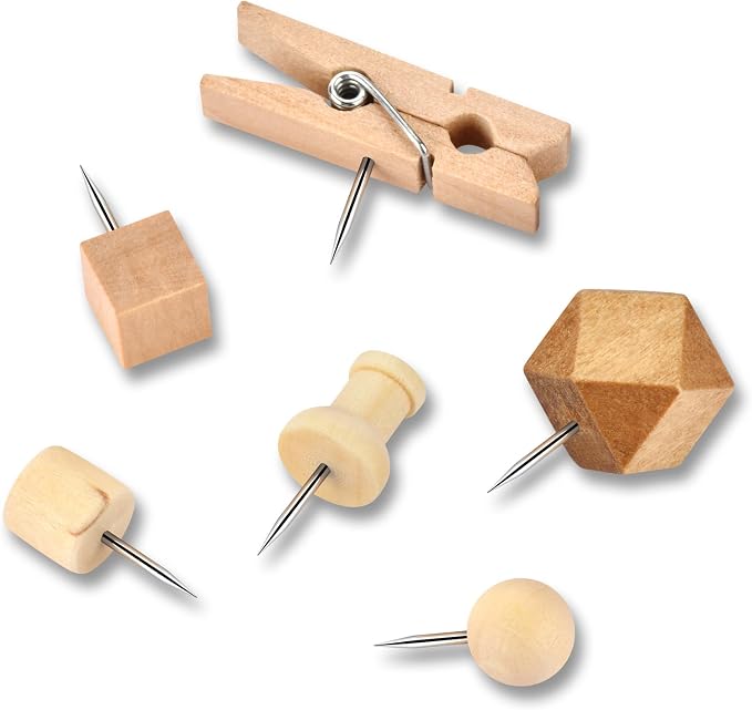 128Pcs Wood Push Pins, Thumb Tacks - Image 3