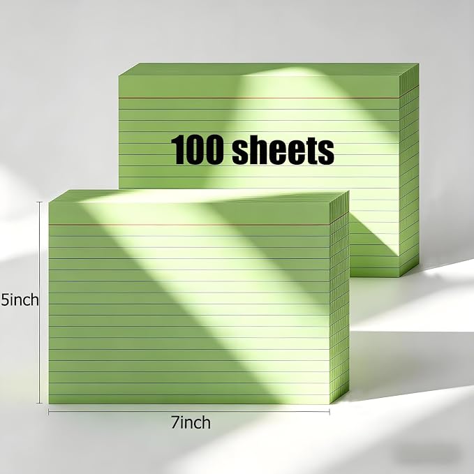 5x7 Green Flash Cards, Heavyweight 160gsm Green Index Cards - Image 2