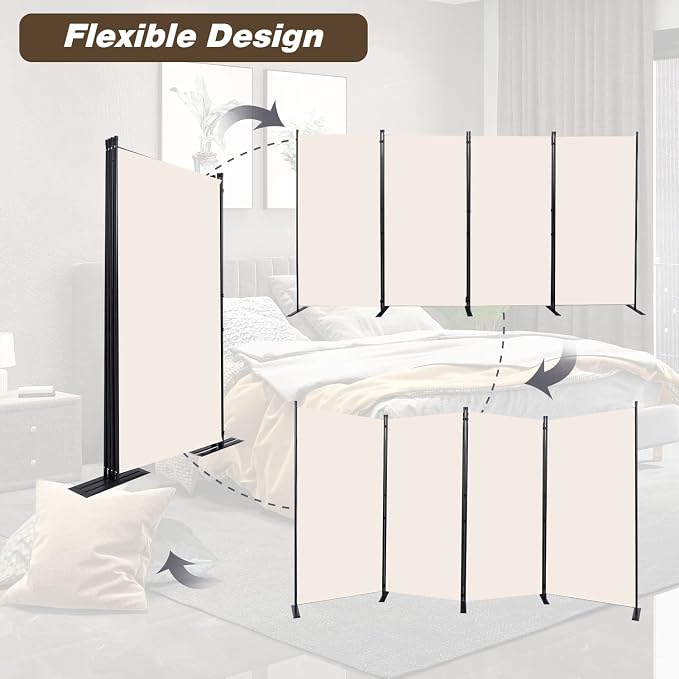 CHOSENM Room Divider, 4 Panel Folding Privacy Screens - Image 5