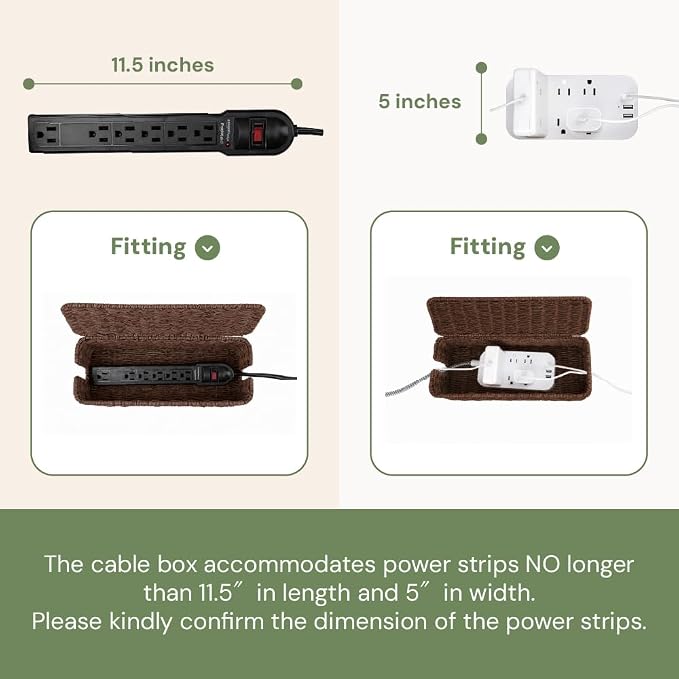 Cable Management Box, Handmade Rattan Cable Organizer - Image 4