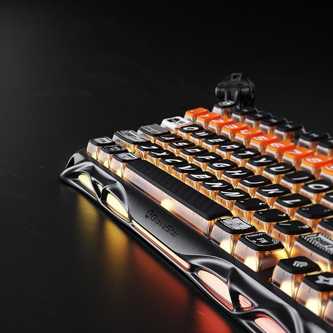 GravaStar Mercury K1 Pro Wireless Mechanical Gaming Keyboard, 75% Layout RGB Custom Keyboard, Aluminum Alloy Matte Black Frame with Phoenix-Inspired Keycaps, Hot-Swappable Linear Switches – CyberFlare-DeskLoop Office