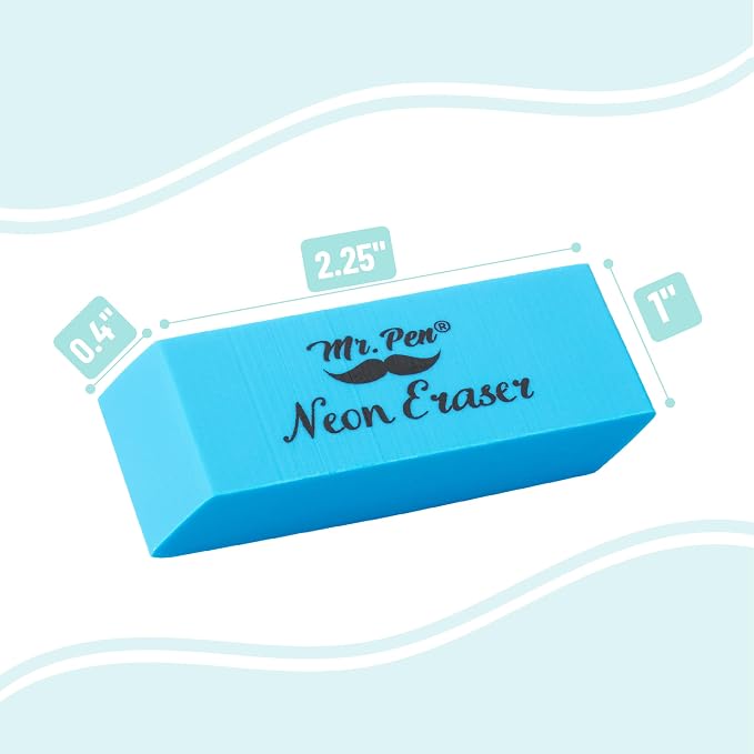 Mr. Pen- Pencil Eraser, 48 Pack, Neon Colors | Large Latex Free Block Erasers - Image 3