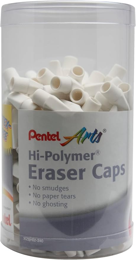 Pentel Arts Hi-Polymer White Cap Eraser, Canister Display by PentelofAmerica
