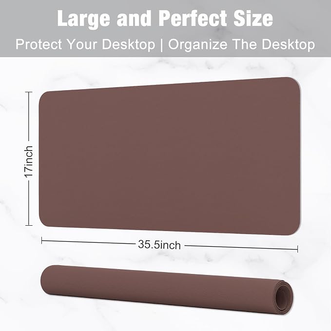 Hsurbtra Desk Pad, 35.5" x 17" PU Leather Desk Mat, XXL Extended Mouse Pad - Image 3