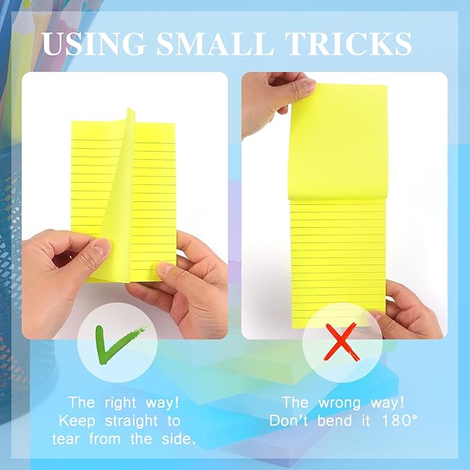 Early Buy Lined Sticky Notes with Lines 4x6 Self-Stick Notes 6 Bright Color 6 Pads, 45 Sheets/Pad-DeskLoop Office