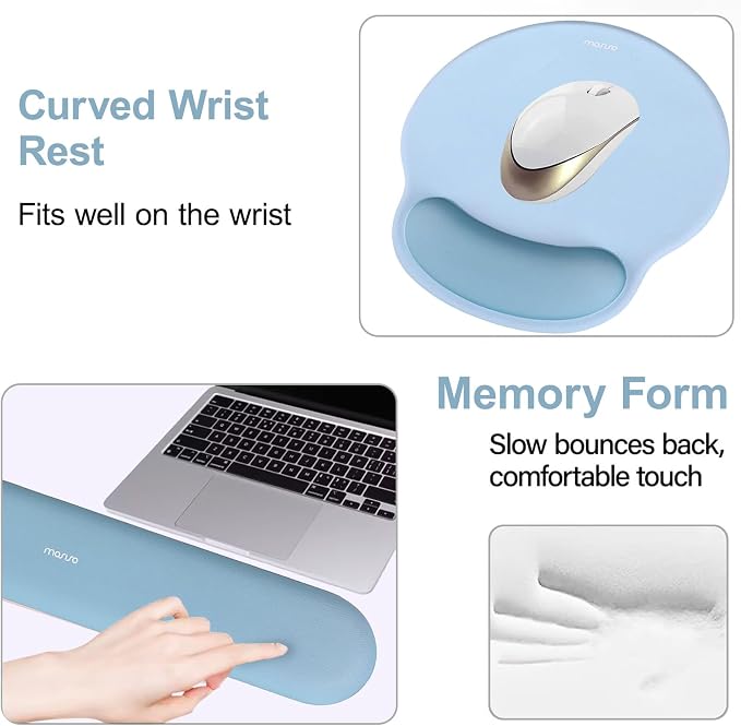 MOSISO Wrist Rest Support for Mouse Pad&Keyboard Set, Circle Curved Ergonomic - Image 4