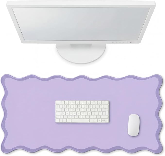 Hahafelt Scalloped Desk Mat Large Desk Pad Cute Coquette Table Mat Back to by Hahafelt