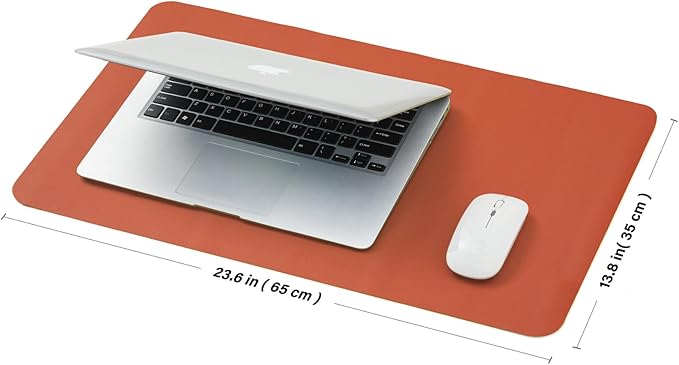 Cork Desk Mat - Small Dual-Sided Desk Pad for Office and Home - Desk Organization and Accessories - Ideal for Large Mouse Pad and Small Desk Mats on Top of Desks(Orange,23.6"x 13.8")-DeskLoop Office