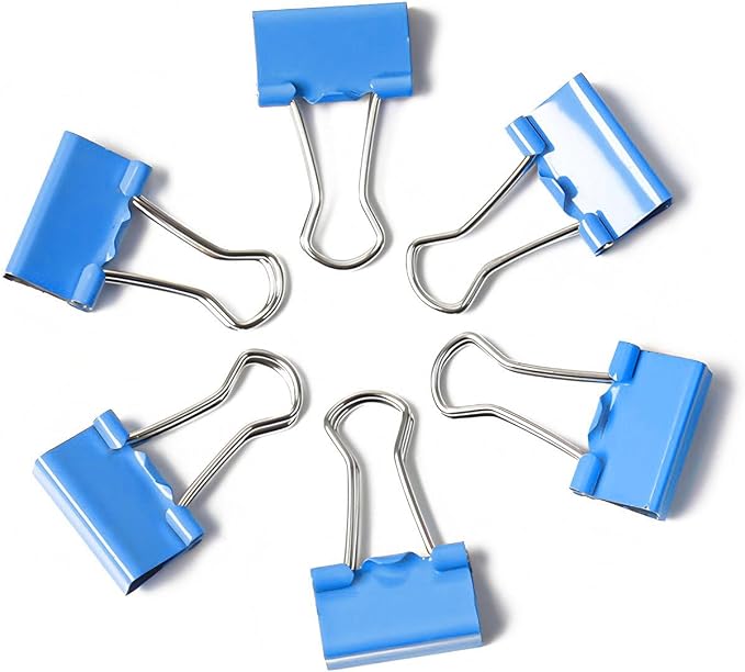50 Pack Small Blue Binder Clips 3/4 Inch, Colored Little Paper Clamps, Tiny - Image 3