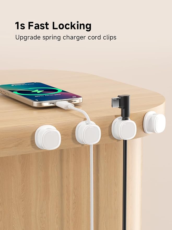 9 Pack Cord Organizer, Spring Cable Management, Adhesive Cute Cable Holder Clips - Image 4
