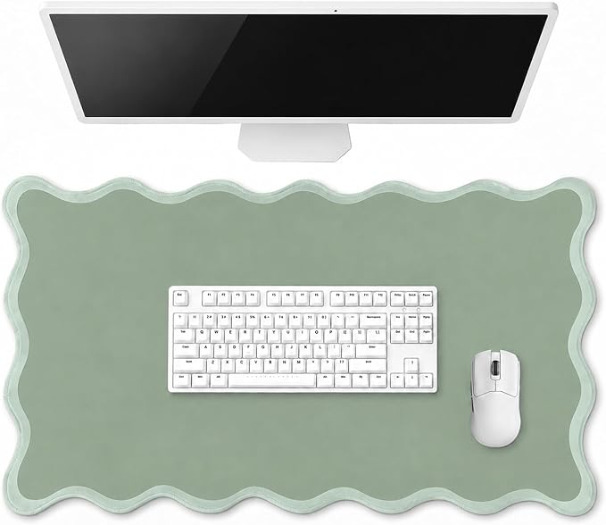 Hahafelt Scalloped Desk Mat Large Desk Pad Cute Coquette Table Mat Back to by Hahafelt
