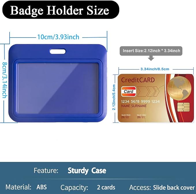 15 Pack Sliding ID Badge Holder Horizontal Hard Plastic Card Case Protector - Image 2