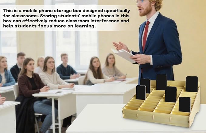 HengTianMei Wooden Desktop Storage Box Mobile Phone Management Storage Box - Image 2
