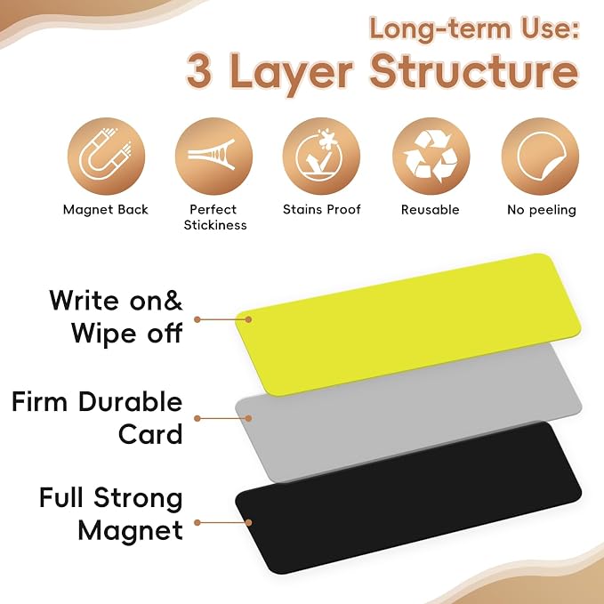 48 Pieces Colorful Magnetic Dry Erase Labels, Waterproof Reusable Strips - Image 4
