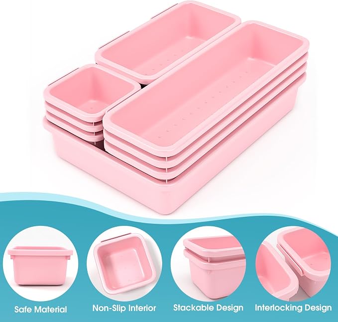 10 PCS Drawer Organizer Set, 4 Size Makeup Drawer Divider Organizer - Image 3