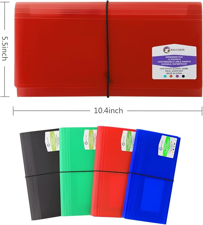 4 Pack 13 Pockets Receipt Organizer, Small Expanding File Foder - Image 2