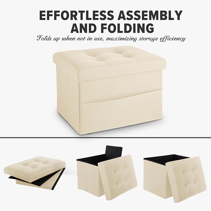 LINMAGCO Storage Ottoman Folding Foot Stool Foot Rest - Image 8