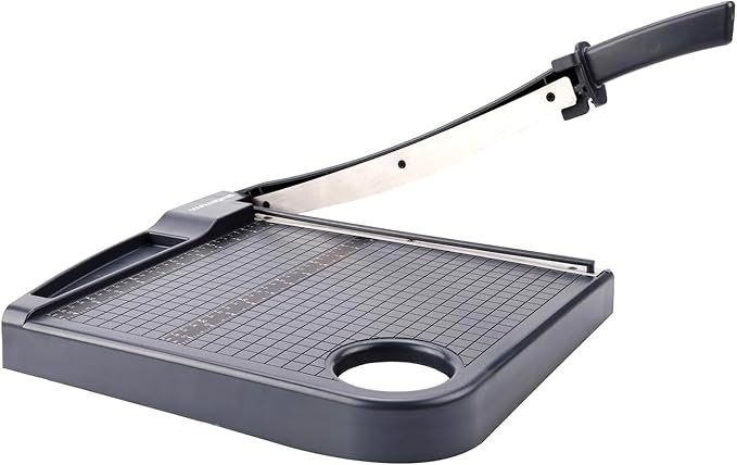 Paper Cutter,Heavy Duty Guillotine Paper Trimmer with Portable Base DesignandSafety Guard/Blade Lock,12" Cut Length Paper Slicer with17PCS Capacity,Cardstock/Laminating/Cardboard/Photos/Vinyl,(Grey)-DeskLoop Office