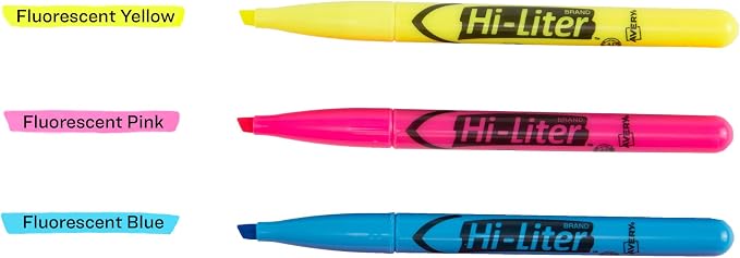 Avery Hi-Liter Pen-Style Highlighters, Smear Safe Ink, Chisel Tip, 3 Assorted - Image 8