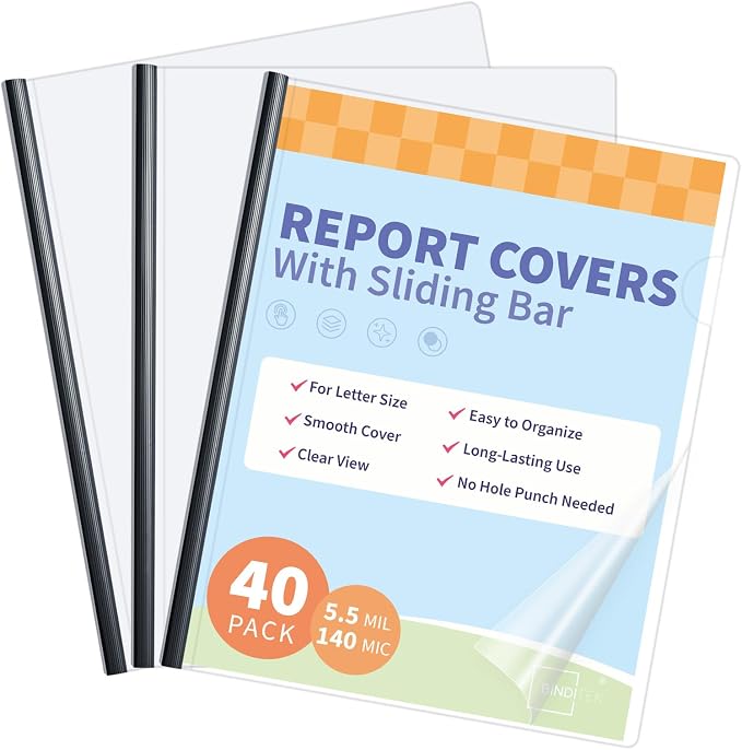 Binditek 40 Pack Clear Report Covers by Binditek