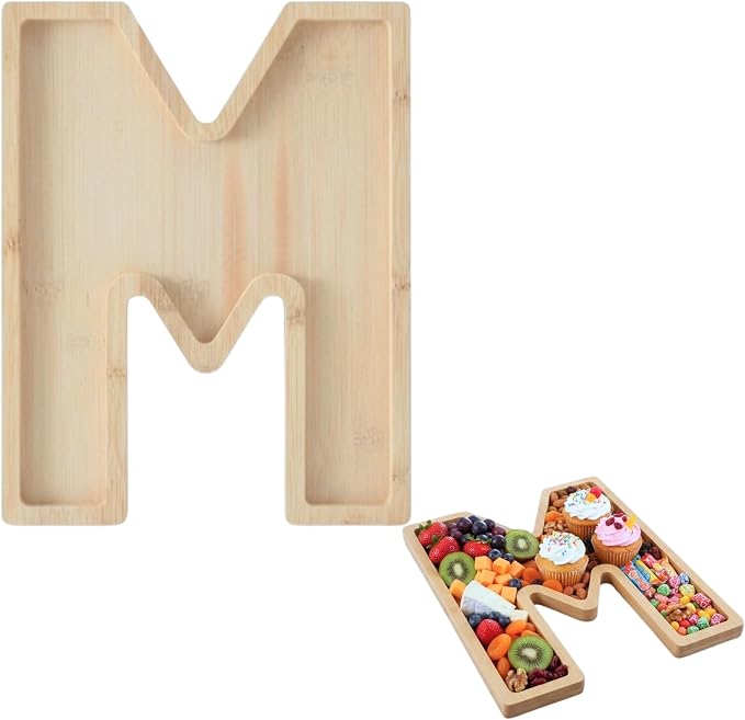 Bamboo Letter Food Board Tray Fillable Wooden Snack Serving Platters by Unknown