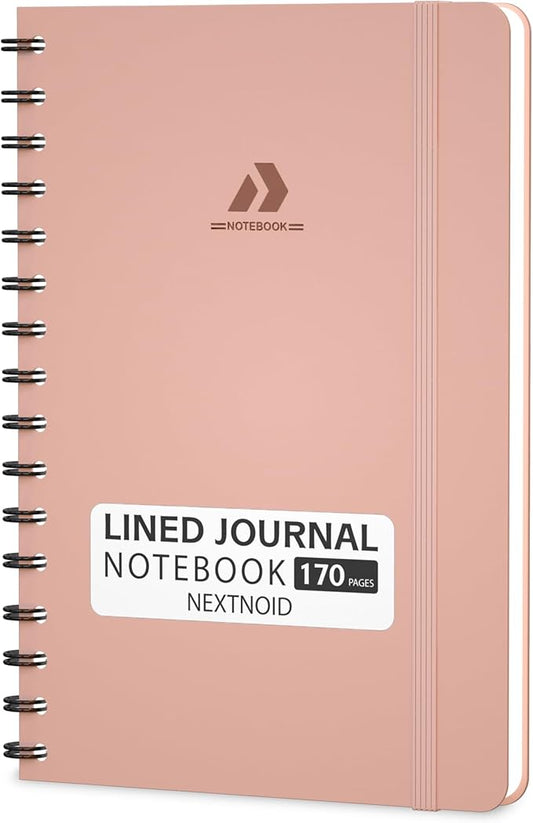 Lined Spiral Journal Notebook For Men & Women - A5 Journal 170 Pages, Hardcover Notebooks for Work & Note Taking, College Ruled Journals for Writing - Pink-DeskLoop Office