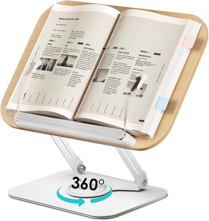 Viozon Book Stand for Reading, Book Holder, Height&Angle Adjustable, 360° by viozon