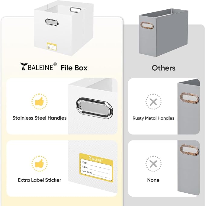 BALEINE File Organizer Box, Cardboard File Folder Organizer - Image 5
