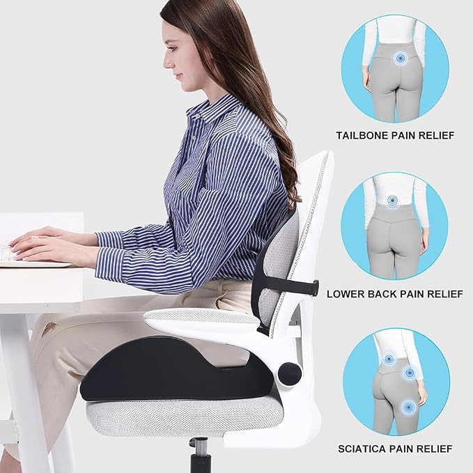 Lexeme X Large Memory Foam Seat Cushion Lumbar Support Pillow - Image 7