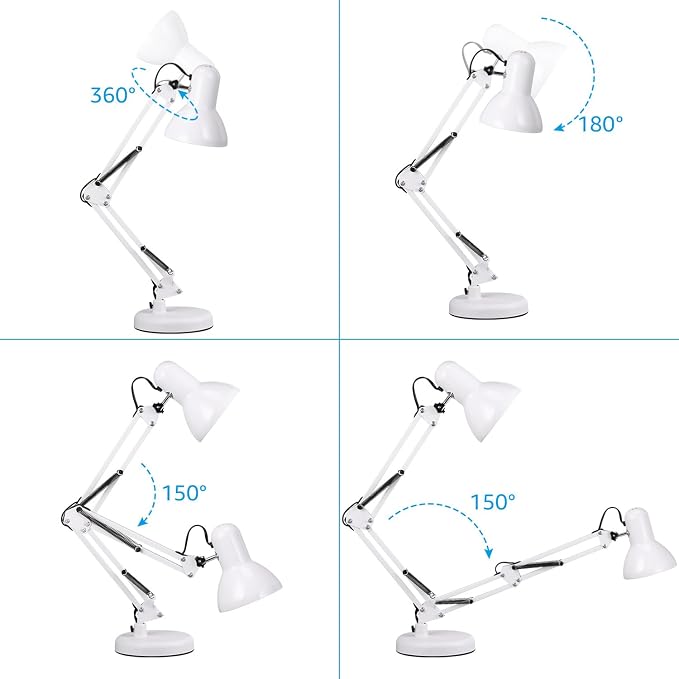 TORCHSTAR Metal Desk Lamp with Clamp, Swing Arm, Architect Adjustable Gooseneck - Image 5
