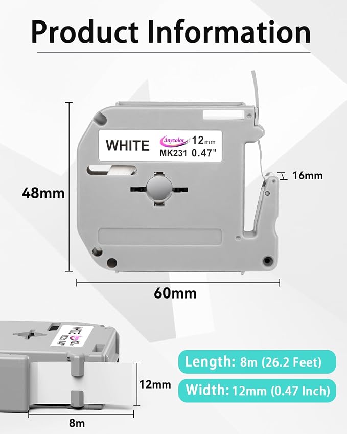Anycolor M-K231 M Tape Replace for Brother M-K231s MK231 M-231 PTM95 P-Touch - Image 9