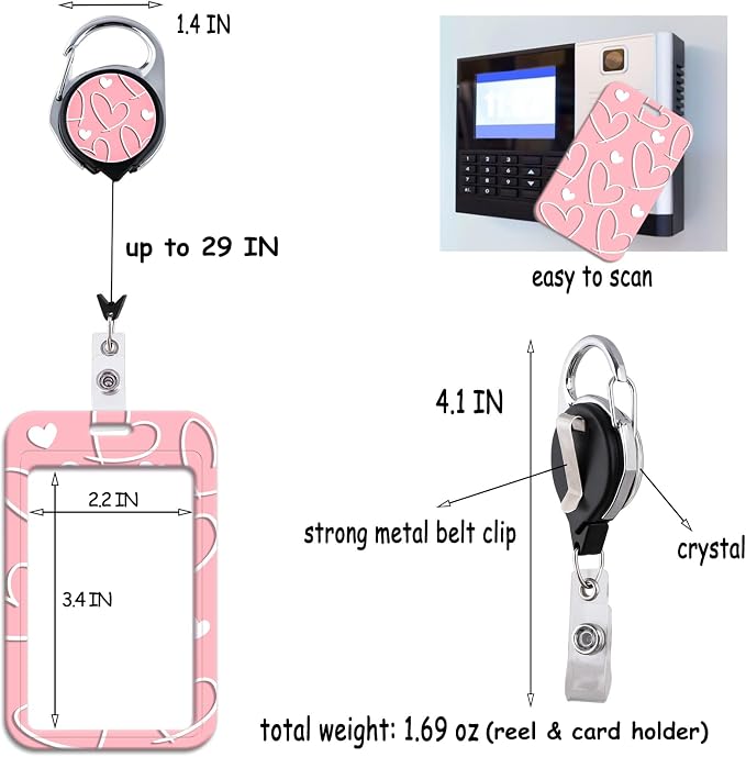 Cute Light Purple ID Badge Holder Heavy Duty Keychain Retractable Badge Reel ID - Image 4