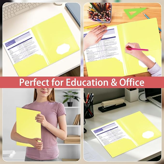 Yellow Folders with Pockets 7 Pack, 2 Pocket Folders Fit Letter Size 8.5x11 - Image 4