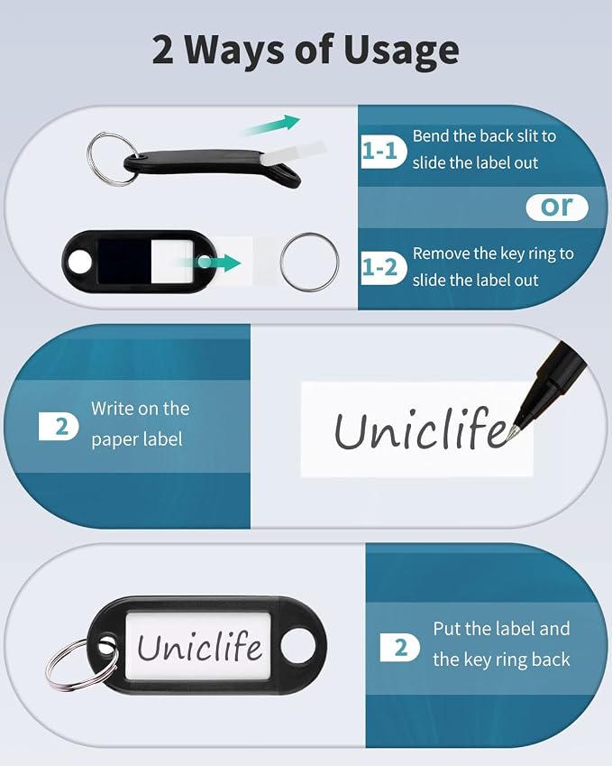 Uniclife 40 Pieces Key Tags 2 Inch Soft Plastic Key Chain Tags - Image 5
