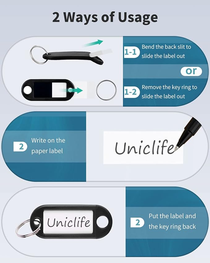 Uniclife 10 Pieces Key Tags 2 Inch Soft Plastic Key Chain Tags - Image 5