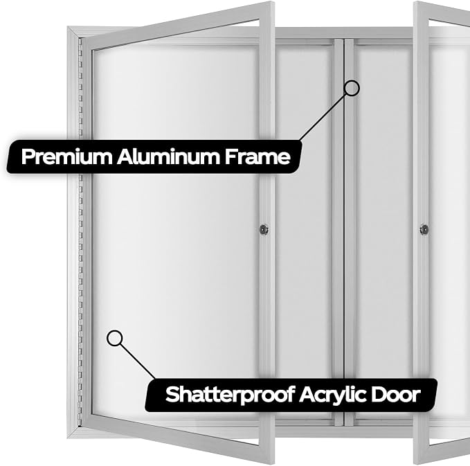 INNOVART Enclosed Bulletin Board 48”x36”, Lockable Dry Erase Noticeboard - Image 3