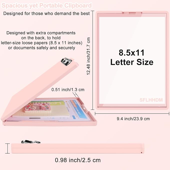 SFLHHDM Clipboard with Storage, Heavy Duty Clip Boards 8.5x11 with 2 Storage - Image 3