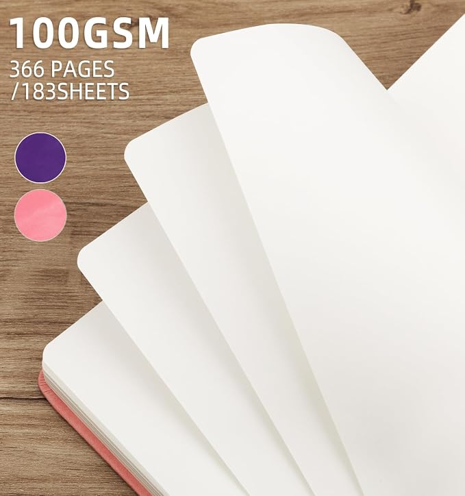 Blank Journal Notebook 365 Pages, A5 Leather Sketch Book - Image 4