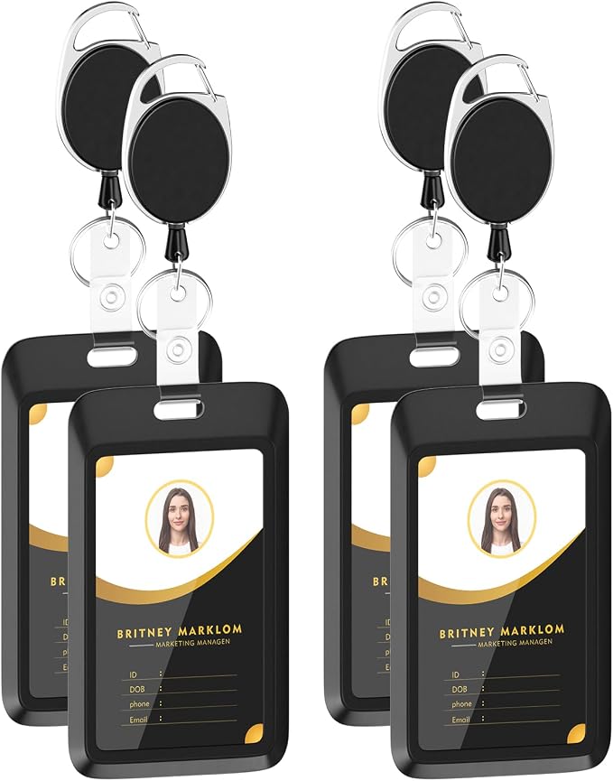 4 Pack Sliding Black ID Badge Holder by GoorDik