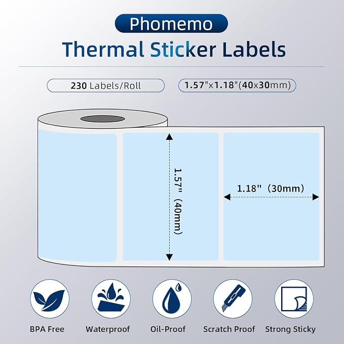 Phomemo Thermal Labels for M110/M120/M220/M150/M250/M221 Label Maker, - Image 2