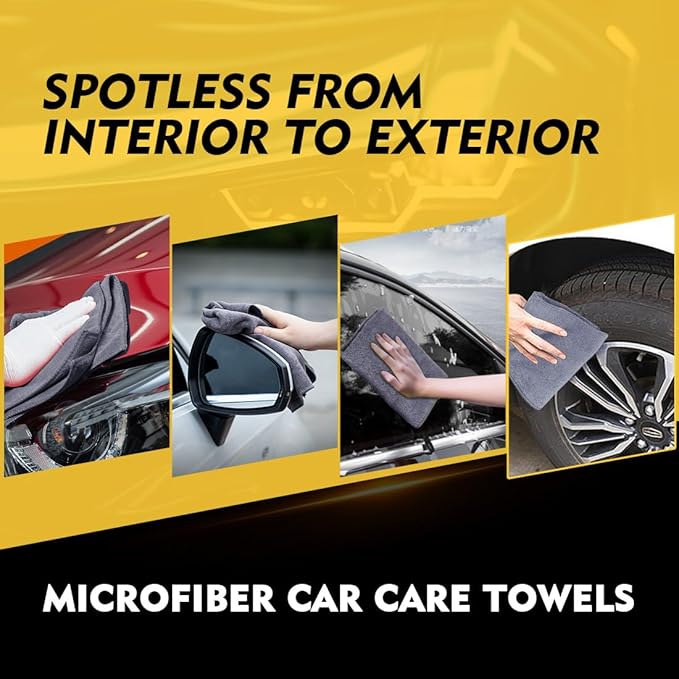 HOMEXCEL Microfiber Cleaning Cloths 12 Pack, Premium 16 x 16 inch Microfiber Towel for Cars, Ultra Absorbent Car Washing Cloth, Lint Free Streak Free Wash Cloths for Car, Kitchen, and Window, Grey-DeskLoop Office