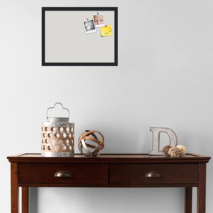 PinPix 20x15 Inch Cork Bulletin Board. This Decorative Framed Pin Board Comes with Light Stone Design and a Satin Black Frame. Ideal for Home Office Decor or Message Board (PinPix-1809)-DeskLoop Office