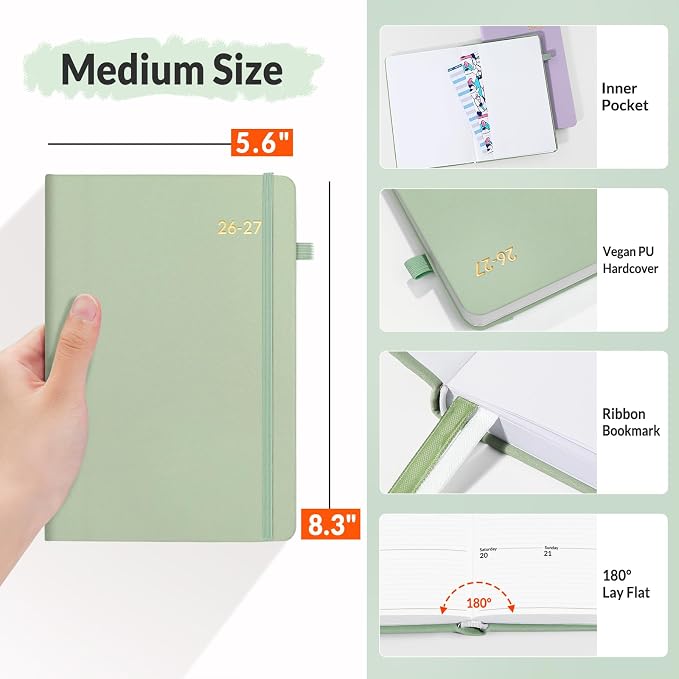 SUNEE 2026-2027 Weekly & Monthly Hardcover Planner 5.5" x 8.3" - Image 4