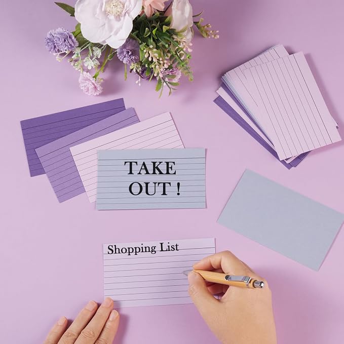 100 Sheets 3x5 Colored Ruled Note Cards Index Cards, 5 Purple | 250 GSM Heavy - Image 5