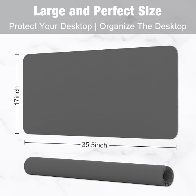 Hsurbtra Desk Pad, 35.5" x 17" PU Leather Desk Mat, XXL Extended Mouse Pad - Image 3