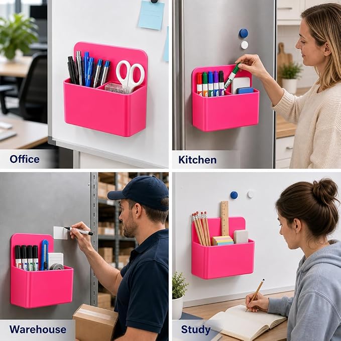 Magnetic Pencil Pen Holder, Magnet Storage Pencil Cup Case Box Fridge Organizer - Image 7