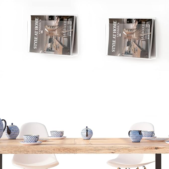 2 Pcs Magazine Holder, Wall Mount Clear Acrylic Magazine Rack, Organizer Folder - Image 7