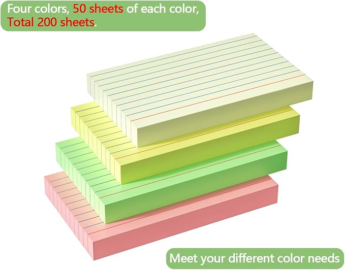 200 PCS Colored Index Cards 3x5, Ruled Index Cards, Flash Cards - Image 4