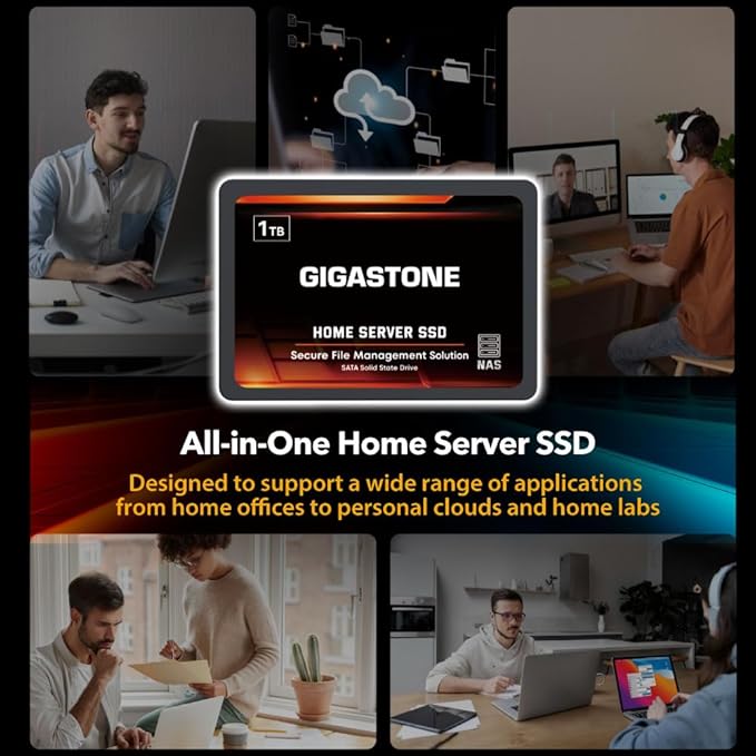 Gigastone Home Server SSD 2TB NAS SSD Drive Cache (2-Pack) 24/7 Durable TLC High Endurance Personal Cloud Data Sync Network Attached Storage RAID 3D NAND 2.5" SATA Internal Solid State Hard Drives-DeskLoop Office